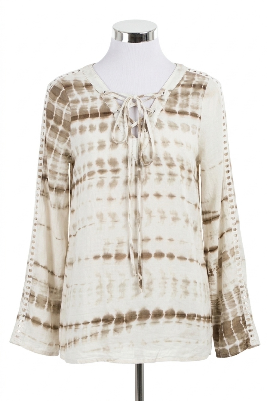 NEW KORI tie dye lace up top in olive